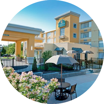 Staying At The Holiday Inn - La Quinta Inn Manchester Nh (350x350), Png Download