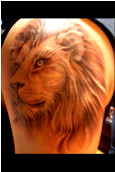 Lion Grey Color Arm - Body Piercing (450x340), Png Download