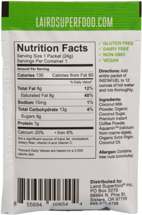 Instafuel Coffee & Superfood Creamer Go-pack - Nutrition Facts (600x600), Png Download