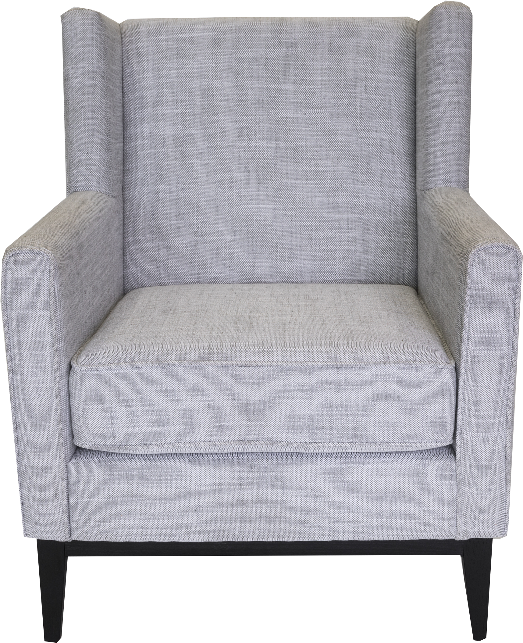 Front View Of Grey Upholstered Wing Back Chair With - Club Chair (1977x2298), Png Download