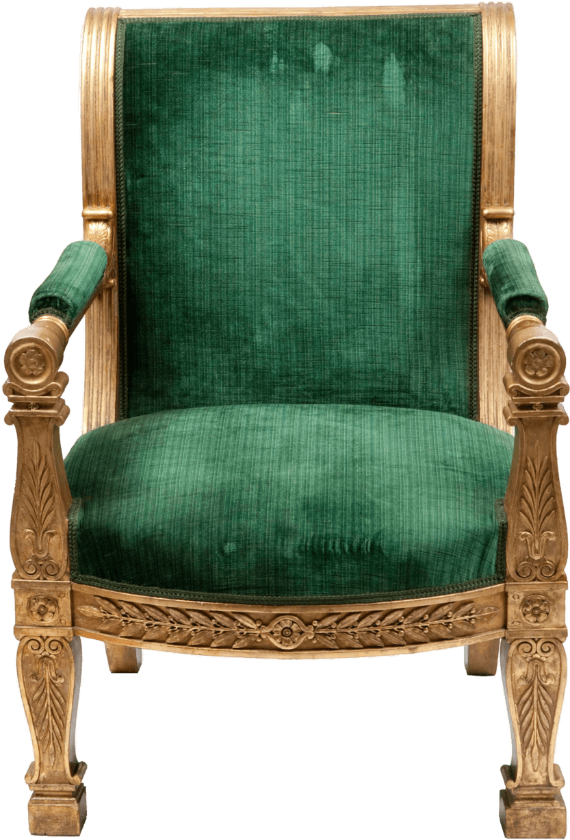 Armchair Green Vintage - Transparent Background Sofa Png (900x1277), Png Download