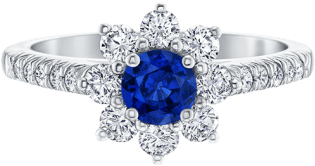Sunflower By Harry Winston, Petite Sapphire And Diamond - Harry Winston Sunflower Sapphire Ring (760x500), Png Download