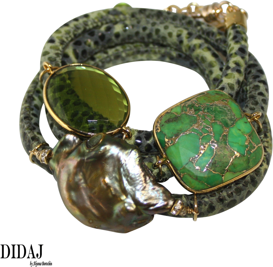 Olive Green Snake Italian Wrap Leather Bracelet With - Olive Green Snake Italian Wrap Leather Bracelet Rl (1000x1000), Png Download