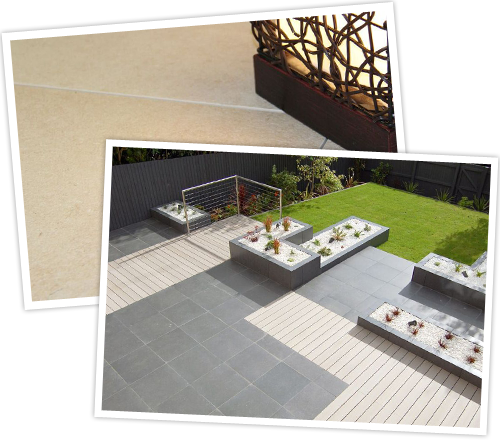 Porcelain Tiles In Contemporary Garden (500x442), Png Download