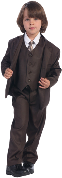 Chocolate Brown Single Breasted Dress Suit 5 Piece - Single-breasted (400x600), Png Download