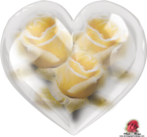 Pretty Heart With Yellow Rose Graphic In Format By - Birthday (500x500), Png Download