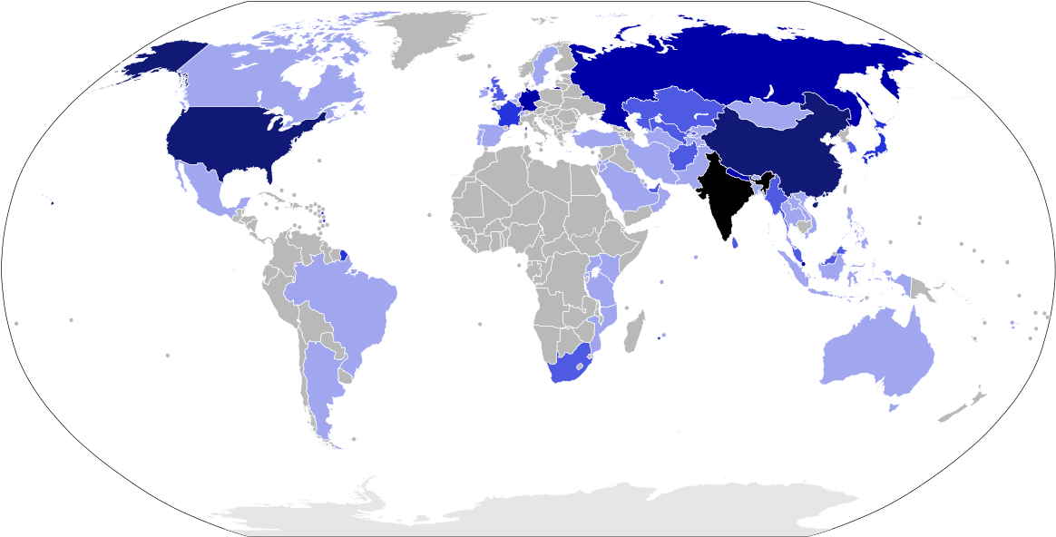 Map Of International Trips Made By Narendra Modi As - World Map (1000x507), Png Download