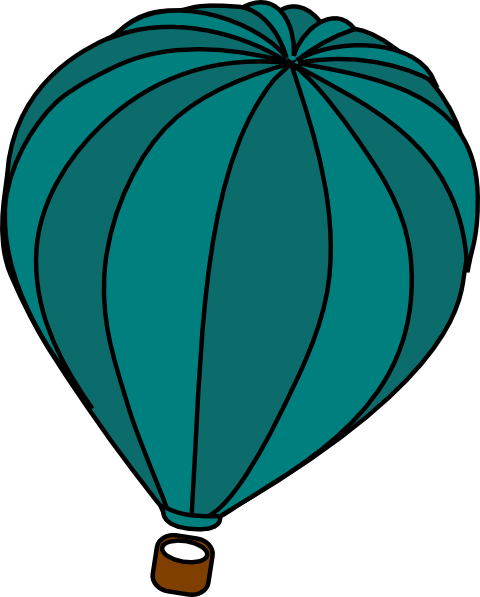Single Blue Balloon Transparent Clip Art - Turquoise Hot Air Balloon Clipart (480x597), Png Download
