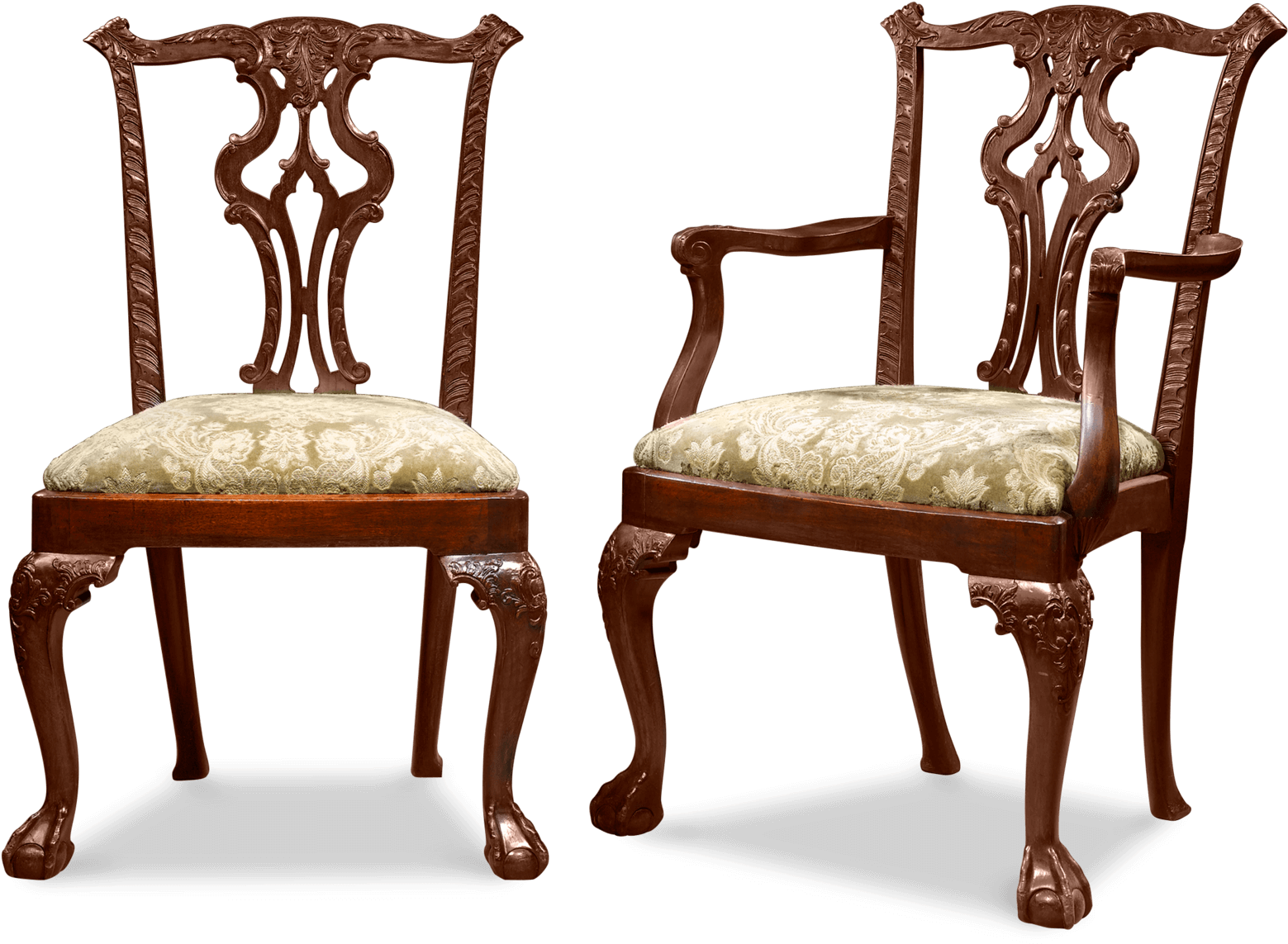 Chippendale-style Dining Chairs - Chippendale Antique Chair (1750x1400), Png Download