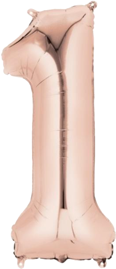 Number 1 Jumbo Rose Gold Foil Balloon - 34" Jumbo Number 1 Rose Gold Balloon - Mylar Balloons (240x550), Png Download