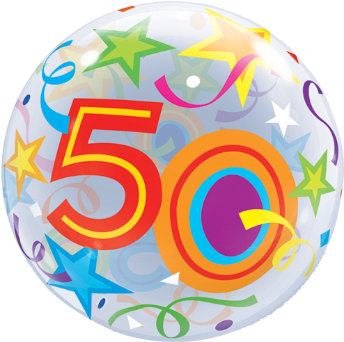 22" Single Bubble Age 50 Brilliant Stars Balloon - Number 50 Bubble Balloon (500x500), Png Download