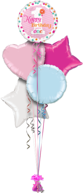 Happy Birthday You Are One Girl Special Age Balloon - 18" Happy Birthday You`re One Pink Dotty Foil Balloon (286x686), Png Download