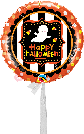 Halloween Ghost & Candy Corn-single Balloon - Halloween Foil Balloon - Ghost & Candy (18") 1pc (300x480), Png Download