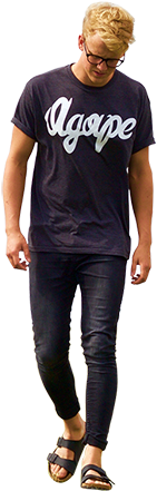 A Very Yellow-haired College Age Man Walking In Sandals - Whats Dp Boy Alone (450x450), Png Download