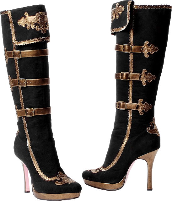 Обувь Png Клипарт / Shoes Png Clipart - Leg Avenue Sexy Black And Gold Pirate Boot (548x640), Png Download
