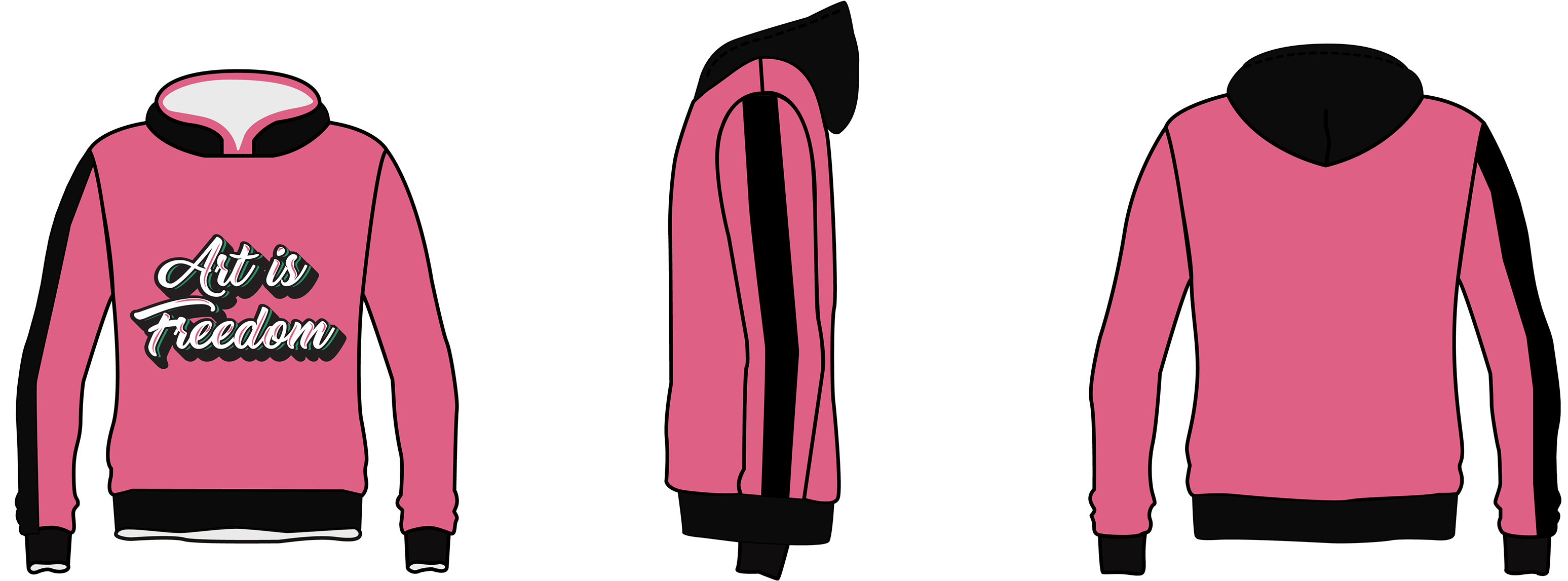 A Custom Lettering Using A Combination Of Illustrator - Hoodie (3840x1809), Png Download