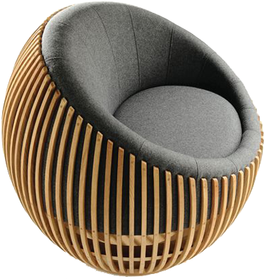 Attractive Round Chair On Low Revolving Base - Egg Chair (400x400), Png Download