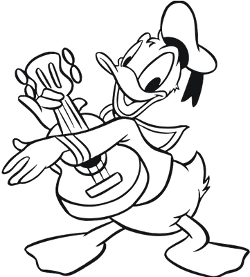 Donald Duck Playing Guitar - Play The Guitar Coloring Pages (400x400), Png Download