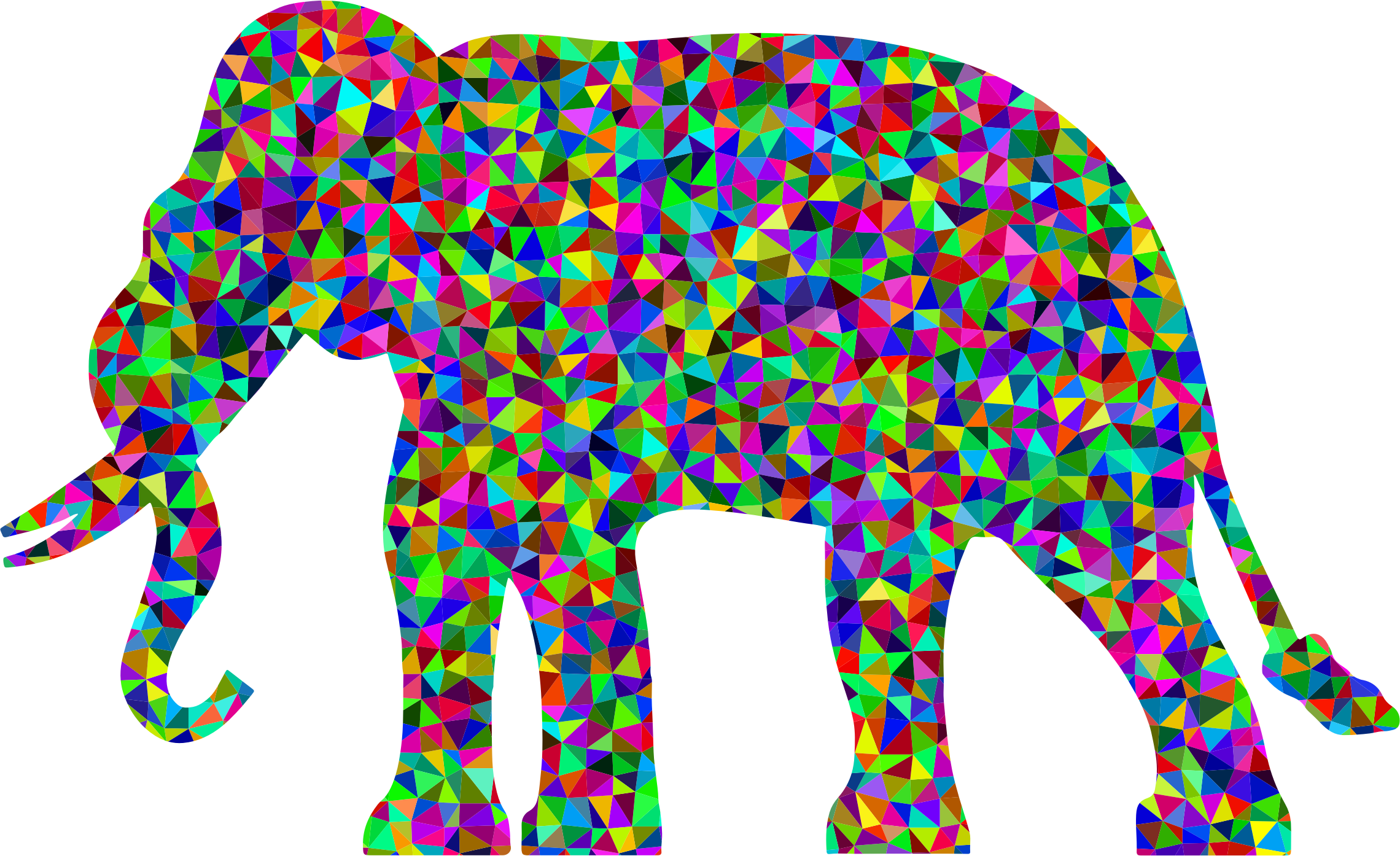 Rainbow Clipart Elephant - Low Polygon Art Elephant (2280x1394), Png Download