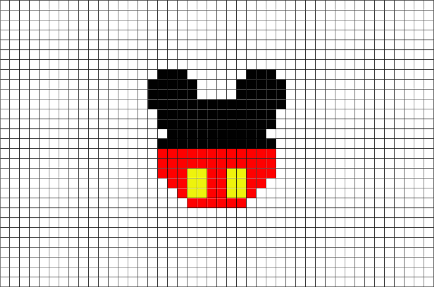 Mickey Mouse Pixel Art (880x581), Png Download