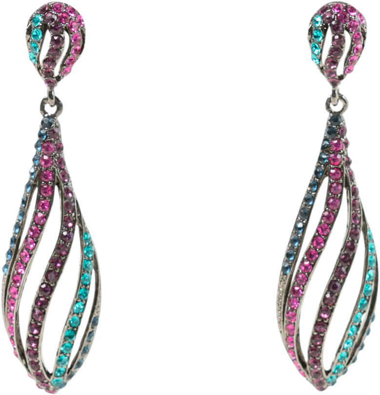 Multi Color Crystal Drop Earrings - Earring (1400x1400), Png Download