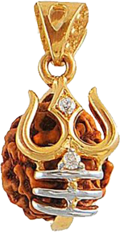 Gold Trishul Dimond Ru - Rudraksha Pendant In Gold (700x700), Png Download
