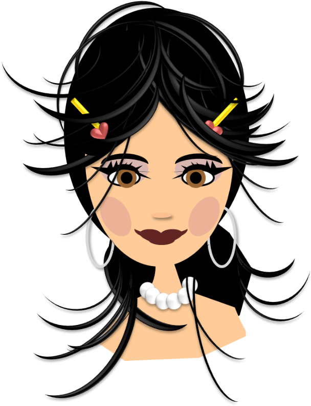 Lady With Black Hair Free Vector / 4vector - Clip Art (622x800), Png Download