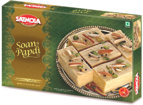 Soan Papdi Green - Satmola Soan Papdi 250gms (500x367), Png Download
