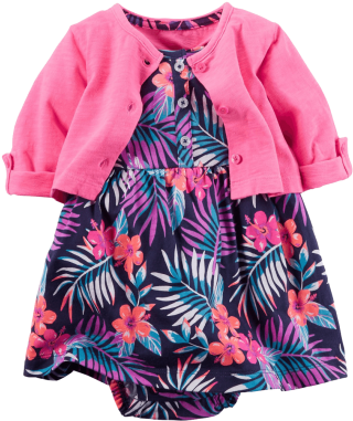 Carter's Baby Girls' 2 Piece Floral Dress Set - Vestidos Carters Con Sueter (380x380), Png Download