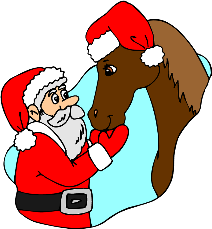 Christmas Horse Clip Art - Christmas Horse Cartoon (716x750), Png Download