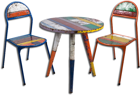 Bistro Garden Set Recycled Outdoor Furniture - Think Outside Bistrotisch Farbig (500x407), Png Download