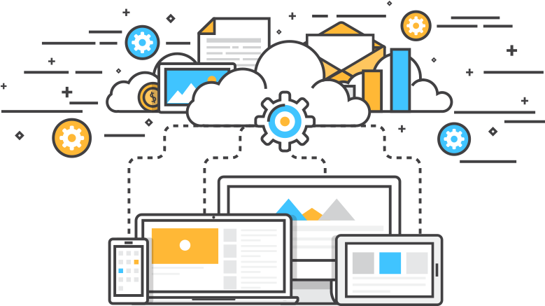 Cloud-computing - Set Flat Line Color Banner (800x492), Png Download
