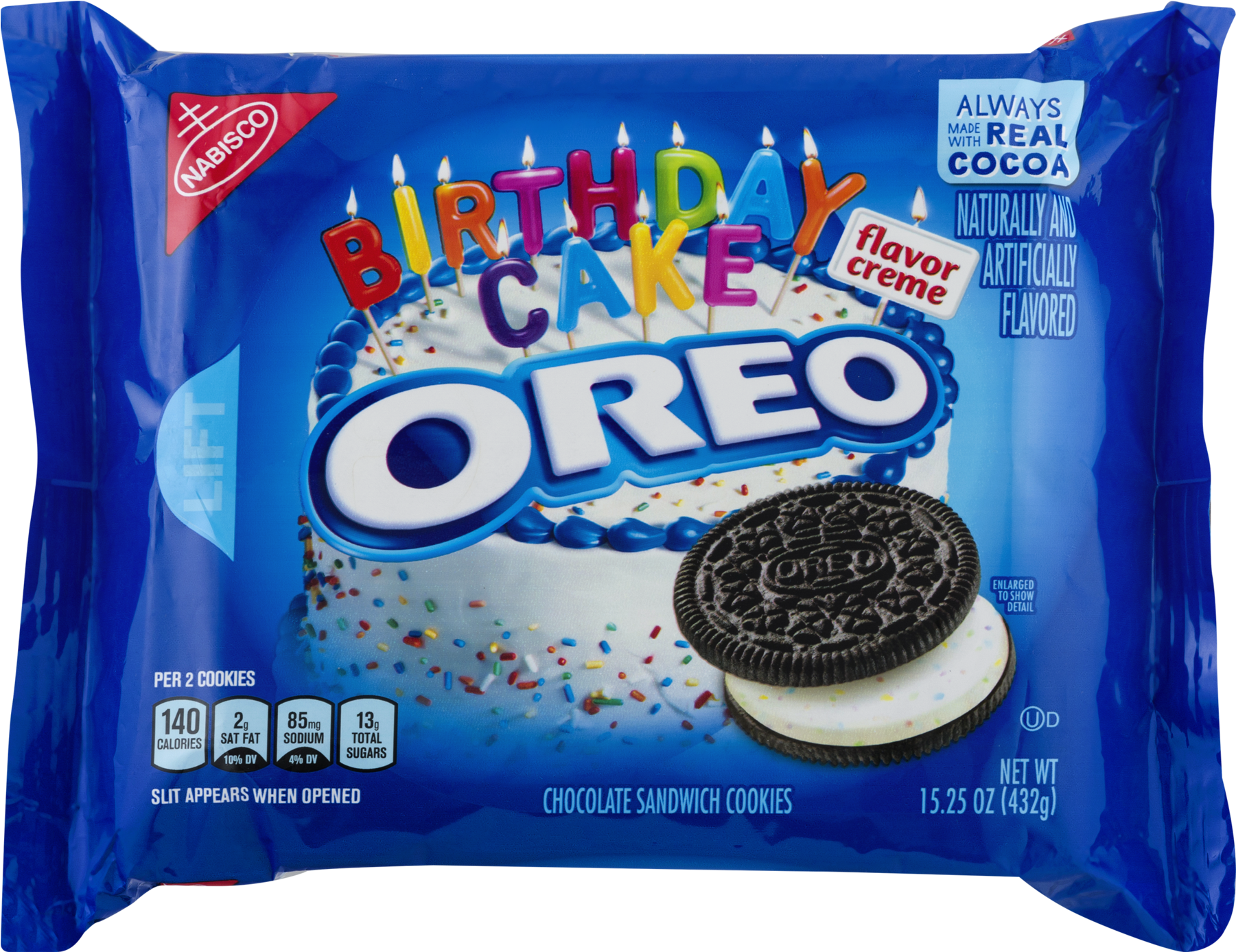 Nabisco Oreo Chocolate Sandwich Cookies Birthday Cake, - Oreo Birthday Cake Cookies (1800x1800), Png Download