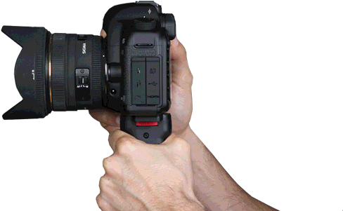 The Pistol Grip From Photography And Cinema Is A New - Camera In Hands Png (600x300), Png Download
