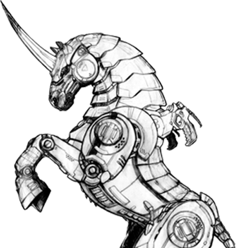Unicorn - Unicorn Robot Draw (483x508), Png Download