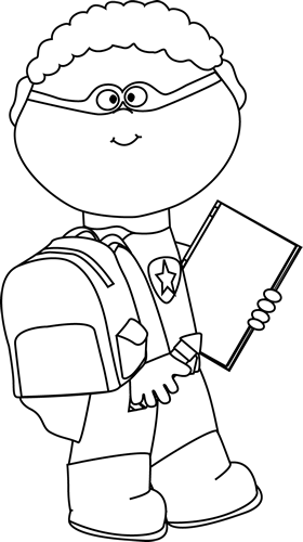 Backpack Clipart Black And White - Superhero (280x500), Png Download