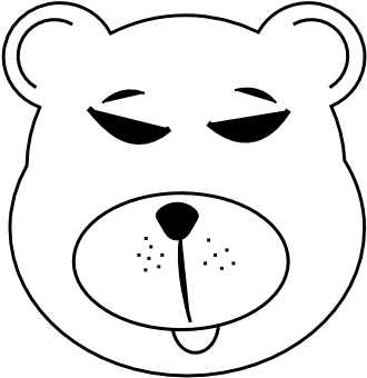 Blue Bear Black White Line Teddy Bear Animal 555px - Bear Face Clip Art (555x785), Png Download