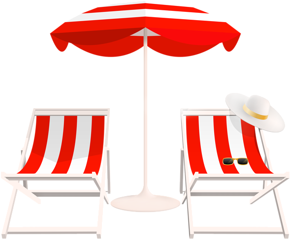 Beach Umbrella And Chairs Png Clip Art (600x495), Png Download