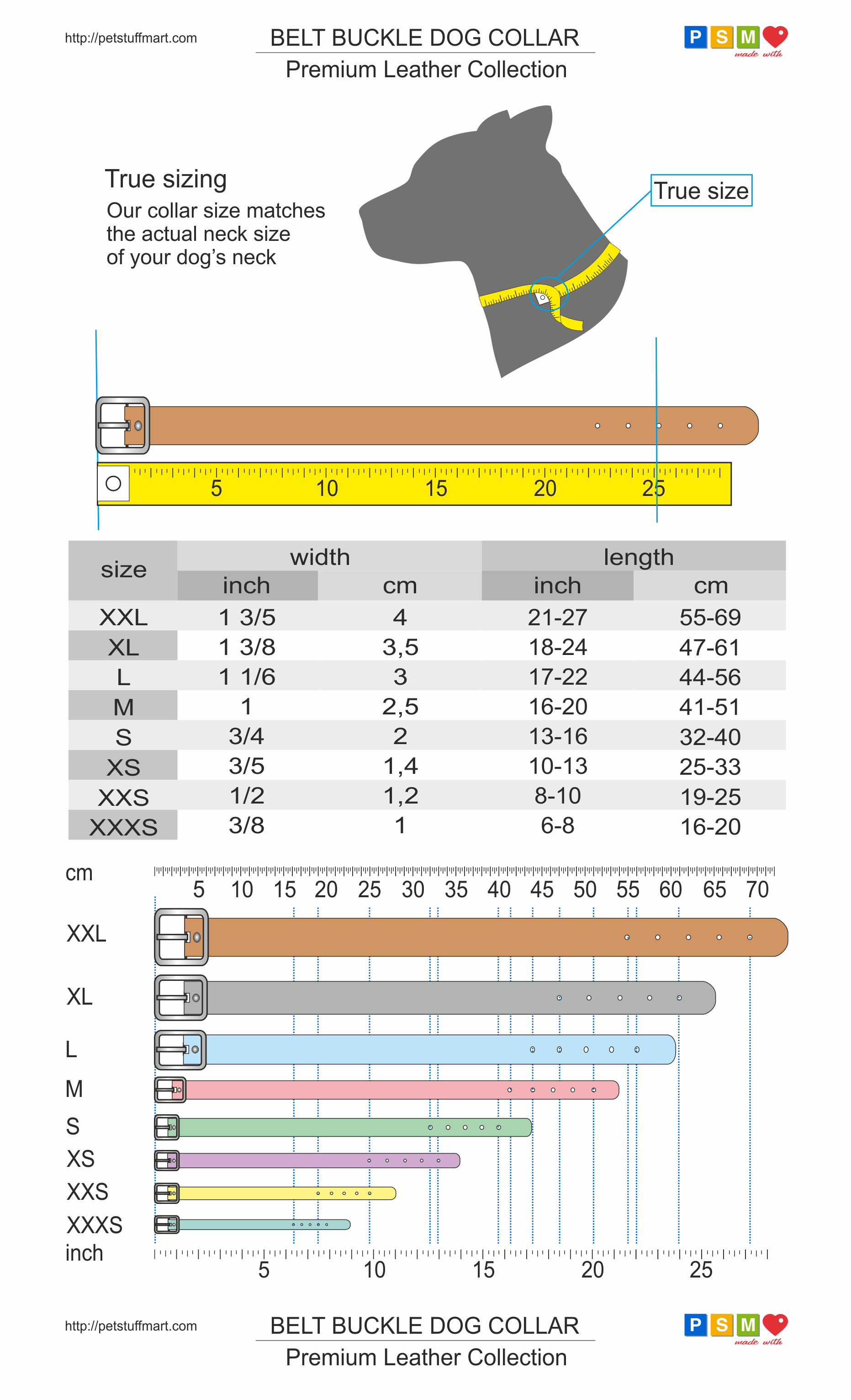 Belt Buckle Dog Collar Sizing Chart Petstuffmart - 1 Dog Dog Collar Measurements (1863x3063), Png Download
