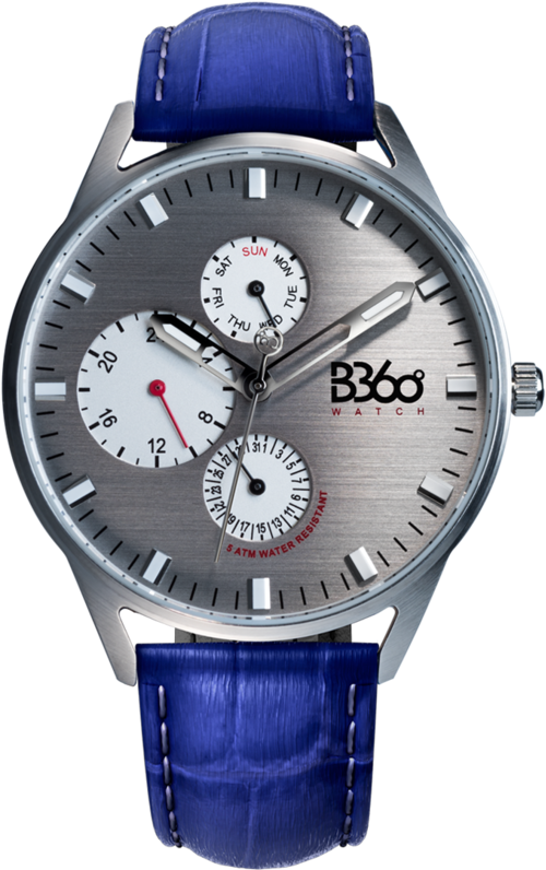 B Calm Classic-blue Silver Watch - Watch (800x800), Png Download