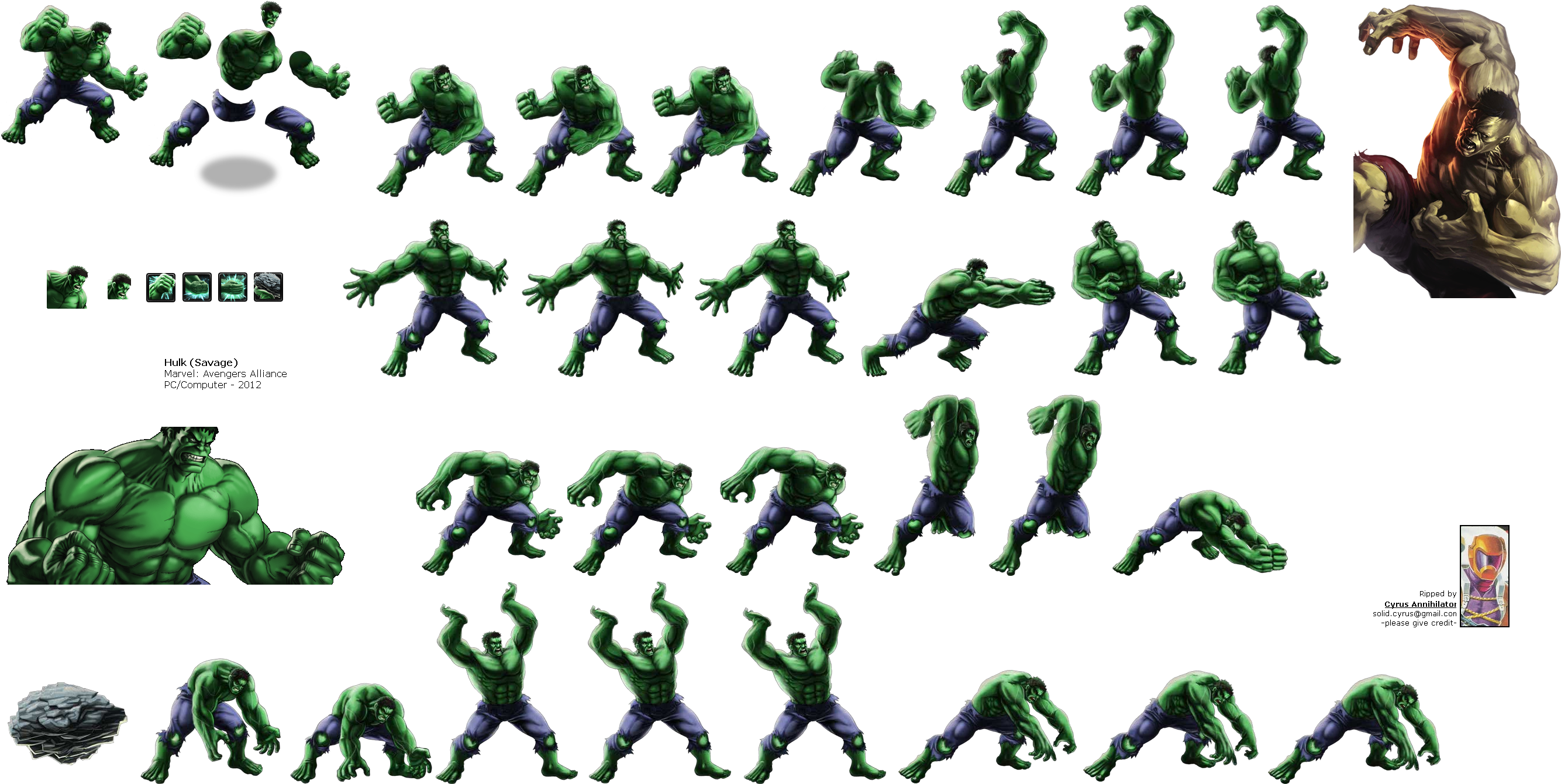 Click To View Full Size - Avengers Alliance Sprites Hulk (2685x1357), Png Download