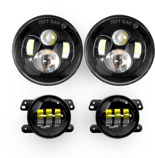 Nilight 2pcs 7 Inch Led Headlights And 2pcs 4 Inch - Jeep (570x570), Png Download