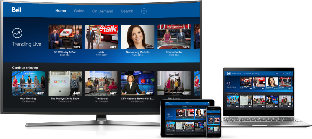 Watch On Any Screen - Bell Fibe Tv App On Amazon Fire Stick (1291x486), Png Download