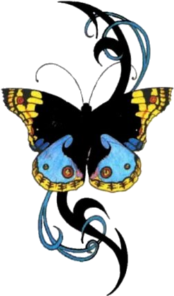 If U Don't Have Photoscape You Can Download It From - 3d Butterfly And Tribal Tattoos (309x480), Png Download