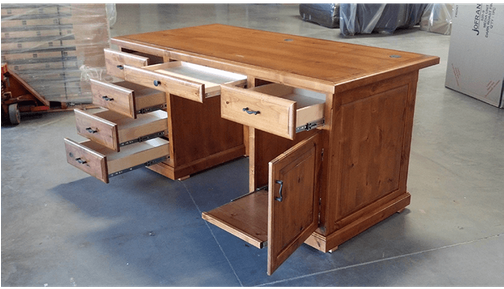 Serafina Executive Desk Knotty Alder - Desk (503x400), Png Download