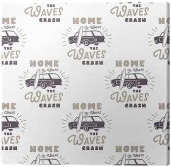 Surfing Old Style Car Pattern Design - Wake Me Up Summer 17" Laptop Sleeve (400x400), Png Download