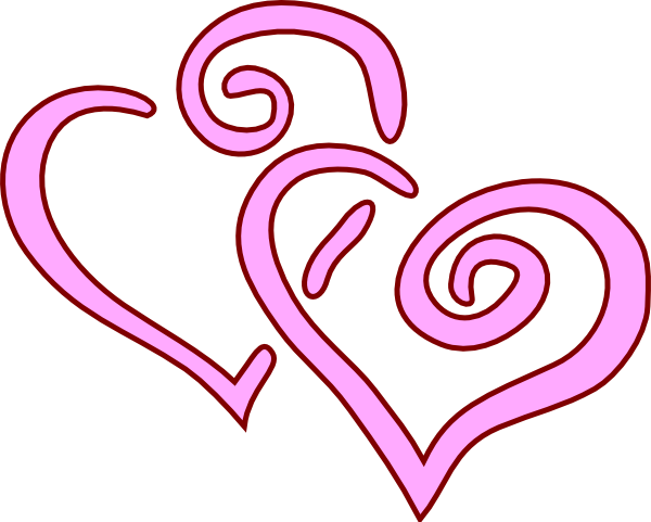 Free Pink Wedding Heart Clipart - Wedding Two Hearts Clipart (600x481), Png Download