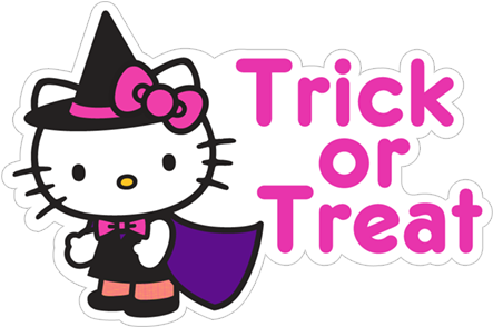 Trick Treat Halloween Kitty Spooky - Hello Kitty Logo Glasses (490x317), Png Download