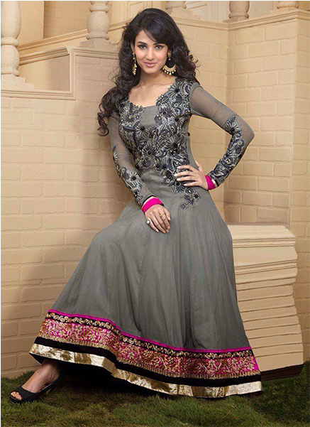 Dress-4 - Grey Color Anarkali Suits (600x600), Png Download