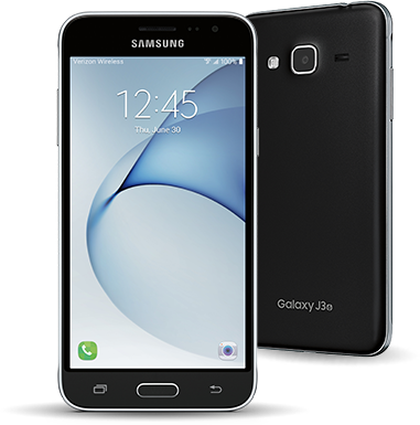 Samsung J3 This Smartphone From Samsung Sports A 5-inch - Samsung Galaxy J3 V - 16 Gb - Black - Verizon - Cdma/gsm (381x385), Png Download